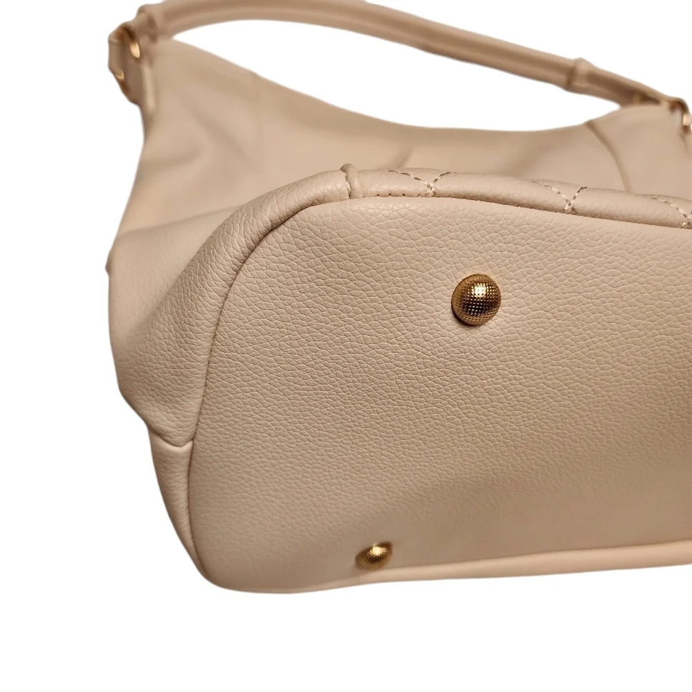 Quilted White Sand Hobo Bag